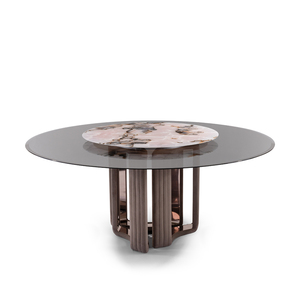 Ensemble de salle à manger en marbre rond, meubles italiens de luxe, table et 6 chaises en marbre, mobilier de salle à manger DT-VS-TABLE-KYLO - Product Image 6