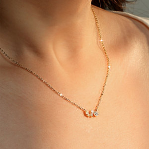 Trendy 14K Gold Filled Link Chain <strong>Statement</strong> <strong>Necklace</strong> 4mm 2.5x5mm Marquise Cut 2.5x5mm Moissanite <strong>Necklace</strong> Asymmetric Three-stone - Product Image 5