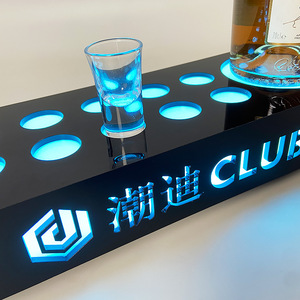 <b>Led</b> Illuminated Wine Rack Rectangle Acrylic Cup Holder For <b>Bars</b> KTV Party With <b>Led</b> <b>Lighted</b> Feature No Drilling Required - Product Image 4