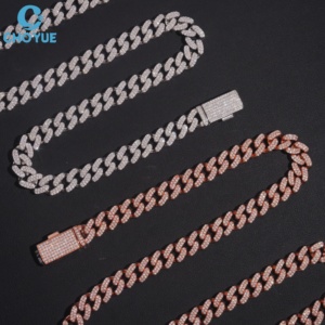 Gift Factory Wholesale Custom 925 Sterling Silver VVS <b>D</b> Moissanite Inlaid Cuban Chain Silver <b>Necklace</b> - Product Image 1