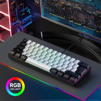 Clavier de jeu mécanique ultra-compact 60 %, 61 touches, filaire USB-C, ergonomique, rétroéclairage RGB, logo personnalisé, ODM, vente en gros