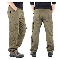 Pantalon Tactique pour Hommes en Toile de Coton, de Travail, de Randonnée, de Chasse, à Multiples Poches, Combinaison de Travail, Cargo