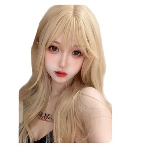 Peluca larga y rizada de marca nacional, rubia platino, fibra Kanekalon, 100% densidad, línea de cabello natural, peluca completa para mujer - Product Image 1