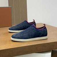 Baskets basses décontractées pour hommes en daim, à lacets, avec col en tricot côtelé, chaussures de marche plates de luxe, tige en daim souple, légères, pour le quotidien et les affaires