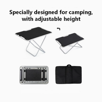Table de camping pliable à hauteur réglable 62x43cm, légère en aluminium, portable, avec poignée pour barbecue en plein air