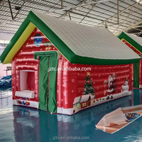 Nouvelle Maison de Noël Gonflable 4x4m pour Extérieur, Décoration de Fêtes, Grotte du Père Noël Festive, Présentation d'Événements, Installation Facile, Protection UV