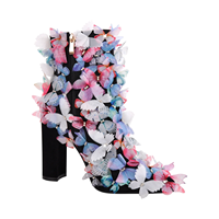 Daim PU Butterfly bottes pour femmes chaussures à talons blocs chaussures Martin autres bottes pour dames