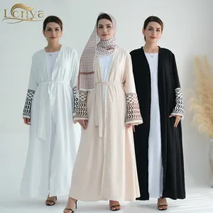 2024イスラム服ジャズ刺Embroideryイスラム教徒のパレスチナKefiyyehAbayaラマダンタッセルドバイアバヤ女性イスラム教徒のドレストレンドアバヤ