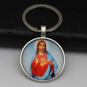 Religiosa Virgen María Retro Metal vidrio llavero católico bendito Ángel bebé colgante bautismo Bautizo favores llaveros - Product Image 6