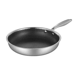 Hight Quality Honeycomb Wok Triply Nonstick Fry Pan Of Cookware Single Handle Pans For Kitchen