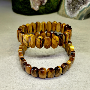 Pulsera de Piedra Ojo de Tigre con Corte de Diamante para Hombre y Mujer, Elástica, con Diseño Impreso, para Bodas, Año Nuevo, Cumpleaños o Pascua - Product Image 1