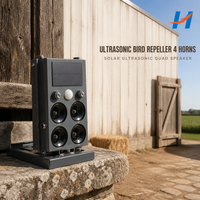 Répulsif à ultrasons pour oiseaux en ABS écologique, 4 haut-parleurs, alimenté par énergie solaire, détecteur de mouvement, lumière LED pour vignoble et jardin
