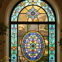 Maßgefertigte Muster Farbenfrohe Kunst Dekorative 3D-Digitaldruck Buntglas Kirchenglas Decken Türen und Fenster Kuppel