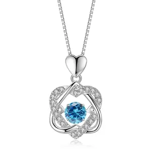 Fashionable 925 Sterling Silver Cubic Zirconia Beating Heart Pendant 18K Gold Plated Necklace Jewelry