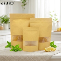 Sachet Doypack JIJID avec fenêtre, imprimé sur mesure, en papier kraft écologique, avec fermeture éclair, pour l'emballage alimentaire (snacks, café, cadeaux)