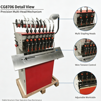 Máquina de encuadernación comercial CG8706 de 8 estaciones para grapado de alambre, 80-120 puntadas/min, para la fabricación de exhibidores de tarjetas
