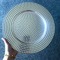 Assiette de Présentation Ronde Élégante en Plastique Électroplaqué Doré/Argenté, Réutilisable et Durable, 13 Pouces, pour Mariages et Fêtes