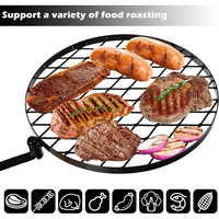 Grill de camping JH-Mech pour cuisson au feu de bois avec support pour bouteille d'eau, cadre portable, grille de barbecue pivotante réglable
