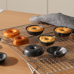 Donut Mold Mini Round Hollow Cake Pan 6 Piece Set Non Stick Carbon Steel Baking Tool For Home Use - Product Image 1