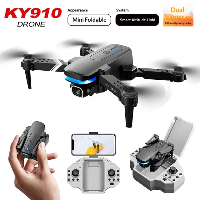 KY910 Beginner Mini Foldable Plastic Drone 4K HD Dual Camera Aerial Photography Quadcopter 4-Axis Gyro Altitude Hold 6 Channel
