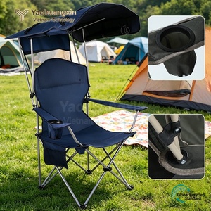 Silla Plegable Portátil con Toldo, Silla de Jardín con Marco de Aluminio y Tela Oxford para Acampar y Uso en el Jardín - Product Image 5