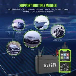 Testeur de charge de batterie numérique de voiture B200 12V 24V avec imprimante multilingue, analyseur de batterie de Diagnostic de moto