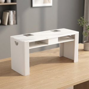 Table de manucure moderne simple en marbre noir et blanc, poste de travail pour technicienne ongulaire, pour salon de manucure - Product Image 6