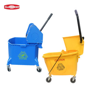 Cubo y Escurridor de Plástico Amarillo Comercial Goodman, Capacidad de 36 L, Carro de Limpieza de Pisos Ecológico - Product Image 1