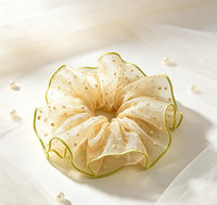 Grande élastique à cheveux en organza scintillant, bandeau à volants en maille à pois, accessoires capillaires frais style Cottagecore