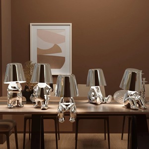 Modern Rechargeable Table <strong>Lamp</strong> Dimmable Cordless Thinker Table <strong>Lamp</strong> Gold &amp; <strong>Silver</strong> Metal Battery Operated for Living Room Indoor - Product Image 3