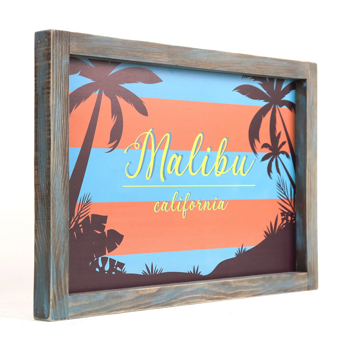 Mộc Mạc tùy chỉnh bằng gỗ Đăng 12x18inch seabeach cửa hàng Malibu Quote khung gỗ ngoài trời mảng bám