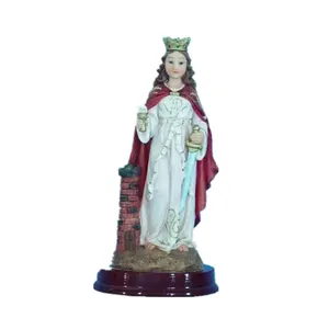 Estátua religiosa de longa duração, estáticas religiosas de alta qualidade de resina papai noel barbra, melhor venda de estatuetas de resina