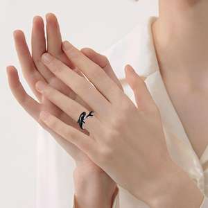Anillo de Orca para mujer Anillo de apertura de ballena asesina de plata esterlina Regalos de animales - Product Image 2