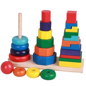 <span class=keywords><strong>3</strong></span>คอลัมน์ไม้ทาวเวอร์ของเล่นเพื่อการศึกษารูปร่างการเรียงลำดับของเล่น - Product Image 2