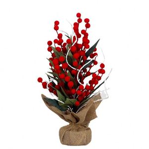 Adorno Navideño de Frutos Rojos para Escritorio, Pequeño Árbol de Dinero Dongqing con Efecto Nevado, Decoración para Mesa de Año Nuevo - Product Image 5