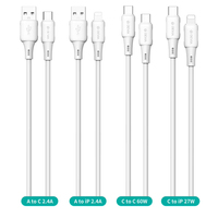 Devia Vente en Gros Blanc 25pcs Set Pro3 4 en 1 Silicone Liquide Type c Données Téléphone Mobile Téléphone Câble de Charge Rapide