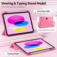 Nouvelle coque de tablette pliable à trois volets pour enfants avec paillettes brillantes et dos transparent pour iPad A16 11 2025 et iPad 10e génération 10,9