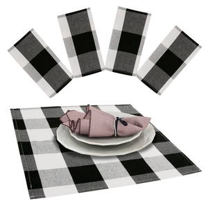 Khăn Ăn Sọc Trắng Đen OWENIE Khăn Ăn Tối Và Khăn Trải Bàn - Product Image 2