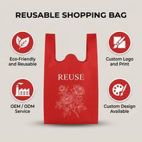 Sac de courses réutilisable en non-tissé avec poignées gilet, vente en gros, approvisionnement en vrac