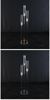 Grand chandelier en acrylique élégant pour mariage, support de bougie transparent en forme de colonne florale pour centres de table d'événements et de fêtes
