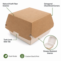 Scatola per Hamburger in Carta Kraft, Confezione da Asporto Personalizzabile, Alta Qualità, Resistente, Bestseller