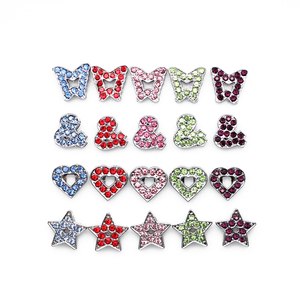 Braccialetto con ciondoli scorrevoli con strass di colore da 10mm che fa stelle cuore fiore Fit collari per animali domestici braccialetti portachiavi accessorio fai da te regalo - Product Image 3
