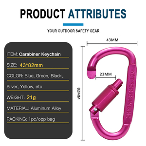 Listo para enviar al por mayor: Mosquetón de aleación de aluminio con cierre de muelle, portátil, para llavero, para camping y tiendas de campaña - Product Image 2
