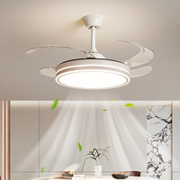 Ventilateur de plafond décoratif encastré invisible rétractable de 42 pouces avec lumière pour plafond et télécommande