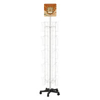 Présentoir de sol rotatif en fil métallique sur roulettes, avec support pour 20 porte-cartes A4, pour calendriers et magazines, avec en-tête personnalisable