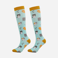 Nouvelles Chaussettes de Compression Décontractées en Nylon Antidérapantes et Anti-Frottement à Motifs Animaux et Végétaux, Élastiques pour le Sport et le Quotidien
