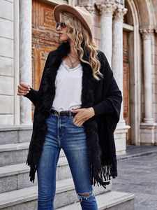 Suéter Cárdigan de Moda para Mujer, Otoño Invierno, Nuevo, con <span class=keywords><strong>Cuello</strong></span> de Piel, Chal, Chaqueta, Abrigo - Product Image 6