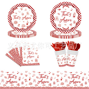 That's Amore <b>Red</b> White Checkered <b>Paper</b> Plates Disposable Party Tableware Set 7 Inch - Product Image 5