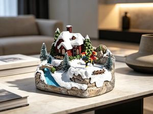 <span class=keywords><strong>Mini</strong></span> maison de neige à LED personnalisée artisanat en résine cadeau de décoration de Noël cadeau de Noël - Product Image 2