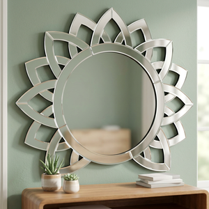 Espejo Veneciano Redondo Moderno de Cristal Plateado Hecho a Mano de Lujo para Montar en la Pared, Decoración para el Hogar, Mejores Precios al por Mayor SVM-01 - Product Image 2